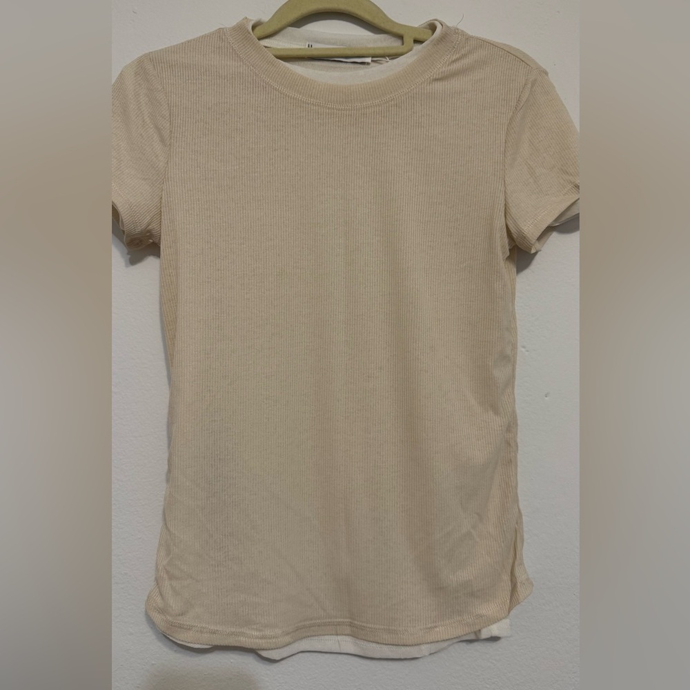 Mango Beige Short Sleeve Tee